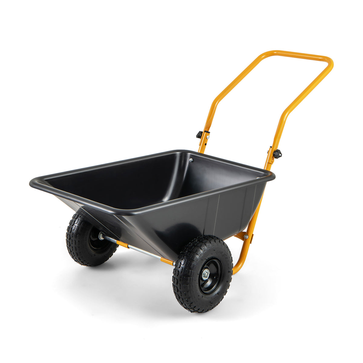 21-Gallon Dual-Wheel Wheelbarrow, Heavy-Duty Utility Cart with Pneumatic Tires and Foldable Handle