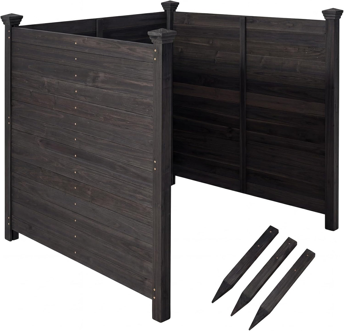 Lucktree Wooden Privacy Fence with Stakes 47" W x 45.5" H