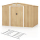 Galvanized Steel Outdoor Storage Shed with Lockable Sliding Doors, 4 Air Vents