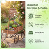 Vintage Wooden Planting Cart, Farmhouse Style Mobile Planter with Adjustable Pull Handle and 4 Wheels
