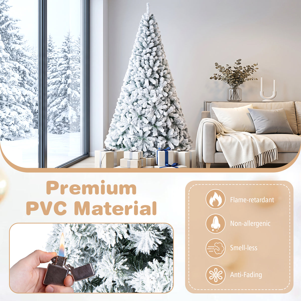 7.5 FT Snow Flocked Artificial Christmas Tree