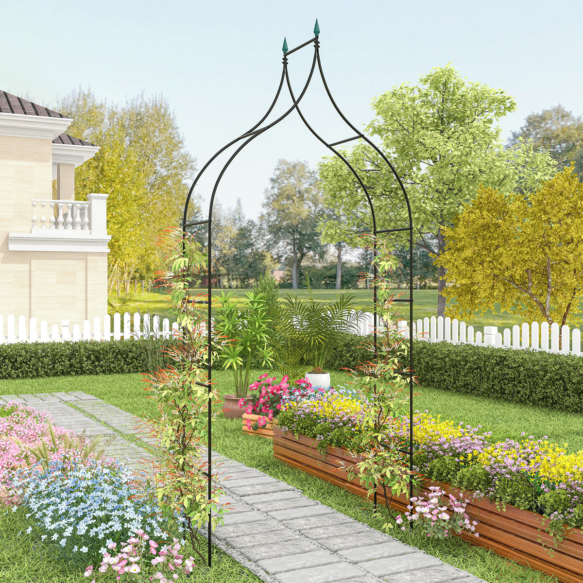 Metal Garden Arch, Rose Garden Arbor for Various Climbing Plant, Outdoor Lawn Backyard