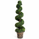 4-Feet Artificial Boxwood Spiral Tree, PVC Artificial Plants Leaves & Cement-filled Plastic Flower Pot