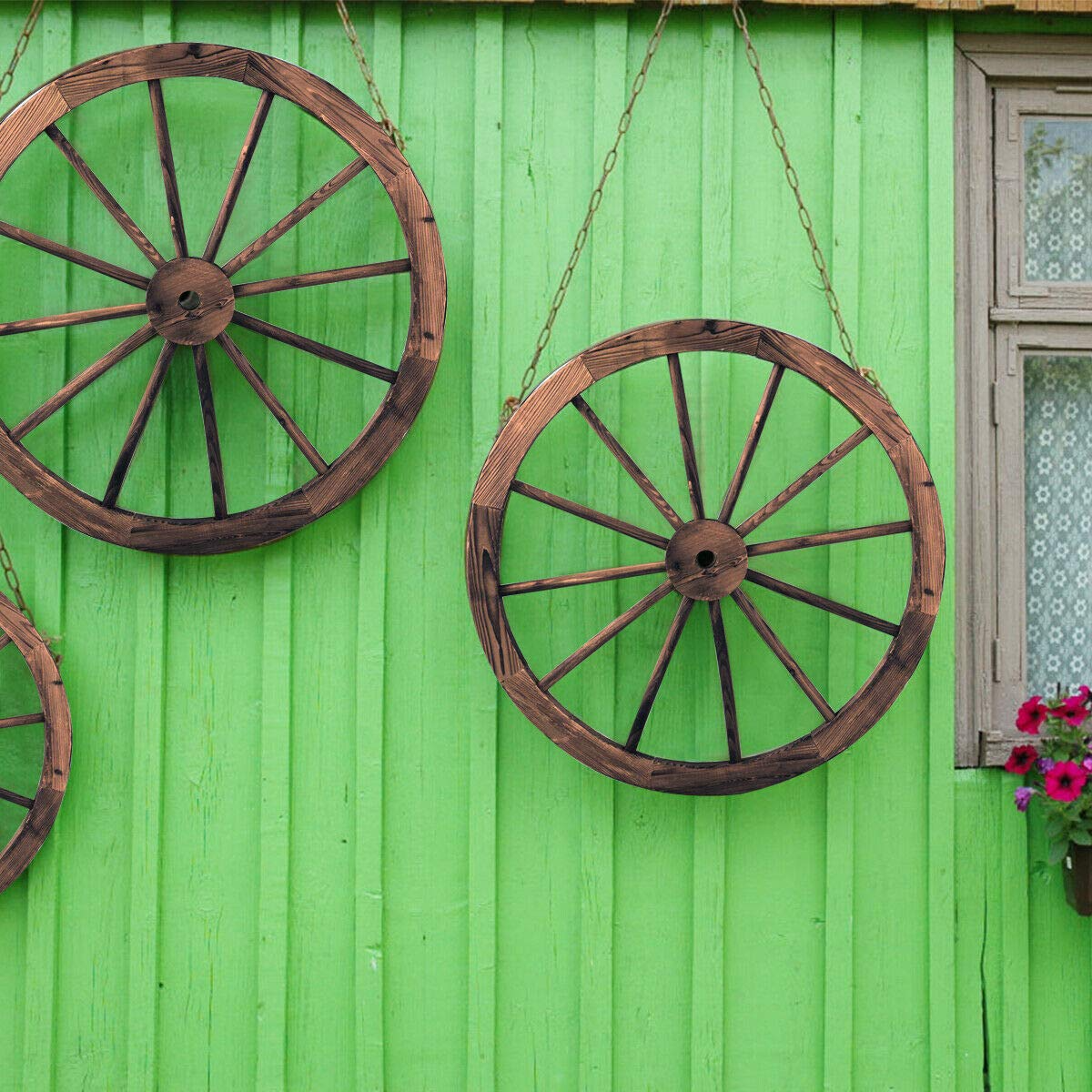 Lucktree 30-Inch Set of Two Decorative Wooden Wheel