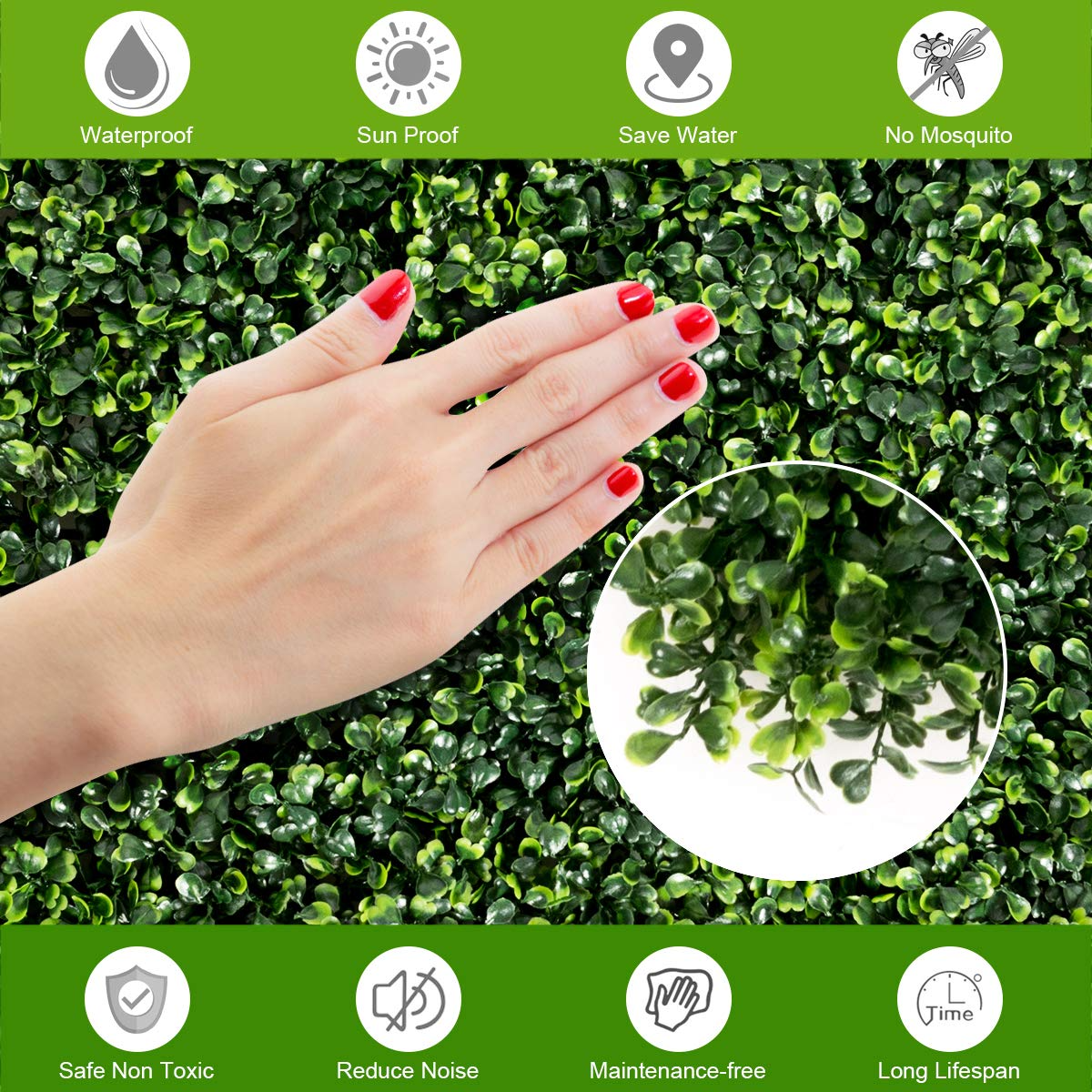 Lucktree 12PCS 20x20inch Artificial Boxwood Panels Garden Privacy Fence Screen