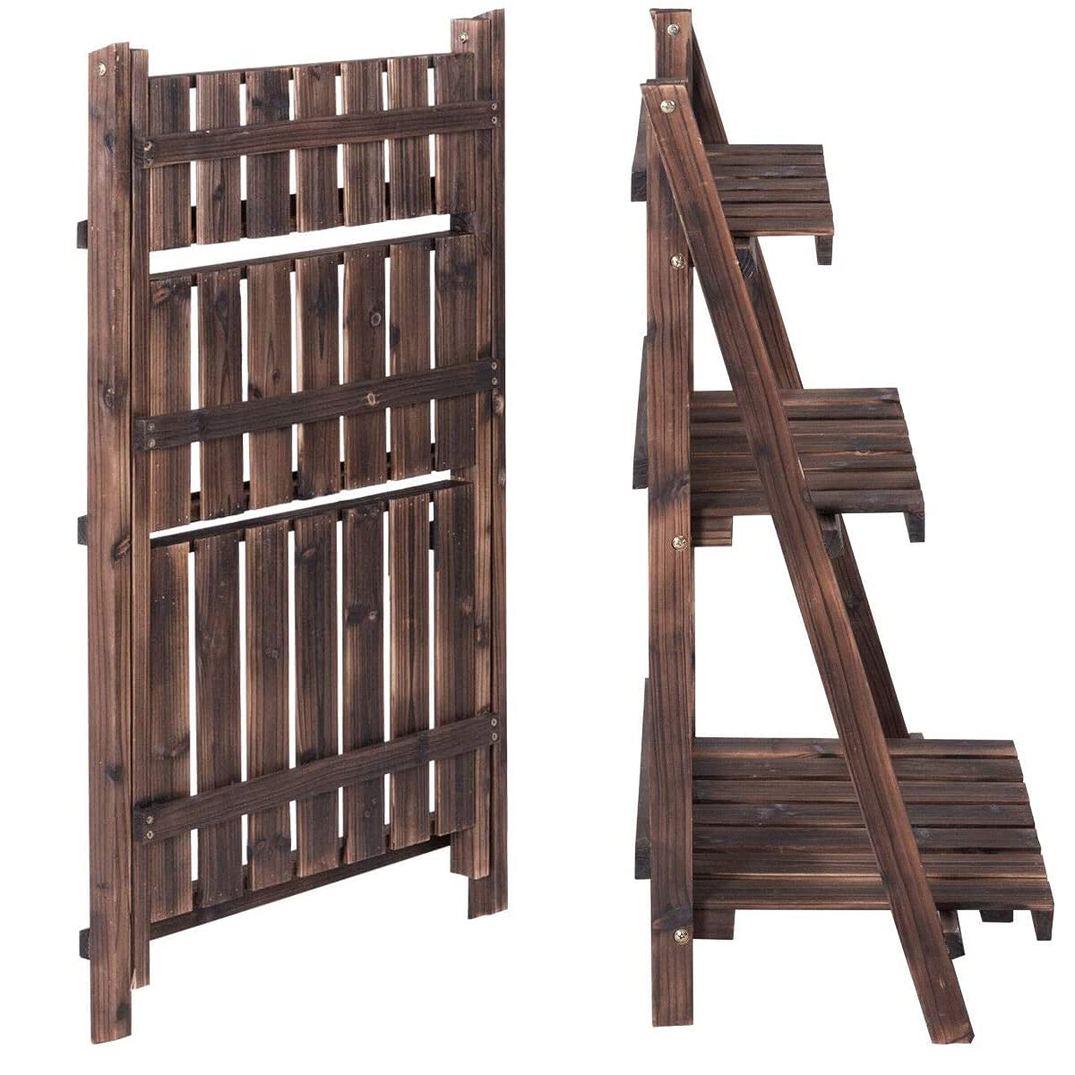 Lucktree 3 Tier Folding Wooden Plant Stand