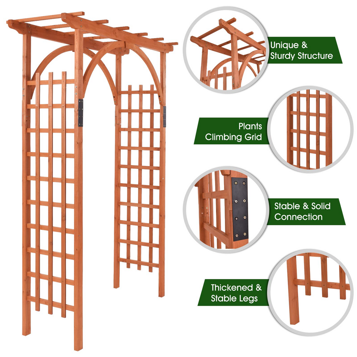 Lucktree 85in Wood Arbor Wedding Arch Garden Trellis Pergola Arbor