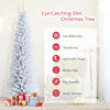5FT / 6FT / 7FT Pencil Christmas Tree, Artificial Slim White Christmas Tree - LucktreeUS