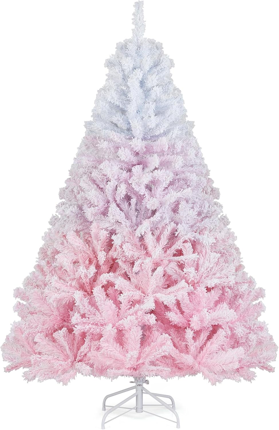 Lucktree Pink Gradient & White Snow Flocked Christmas Tree | Home Office Decoration