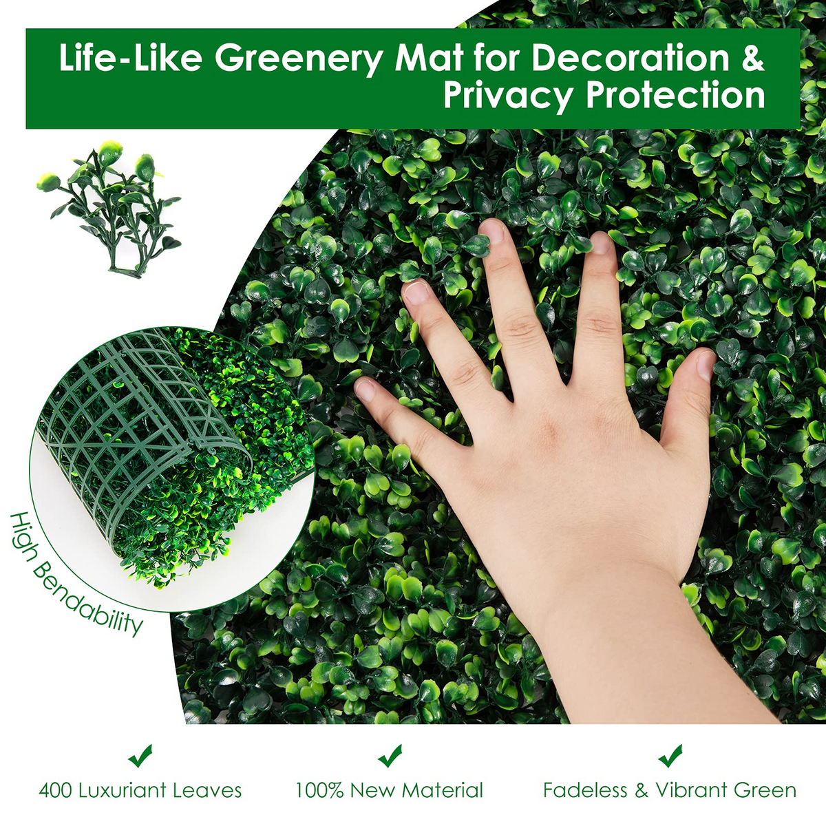 Lucktree 12PCS 20x20inch Artificial Boxwood Panels