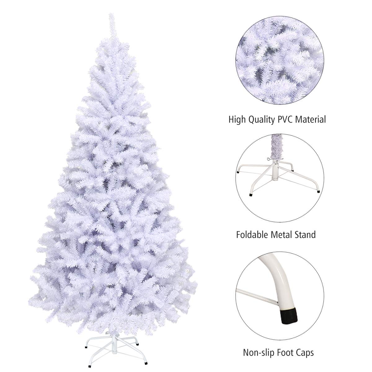 6ft /7.5ft/9ft White Artificial Christmas Tree - LucktreeUS