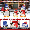Lucktree 3-Piece Christmas Lighted Penguin Family Set Decoration