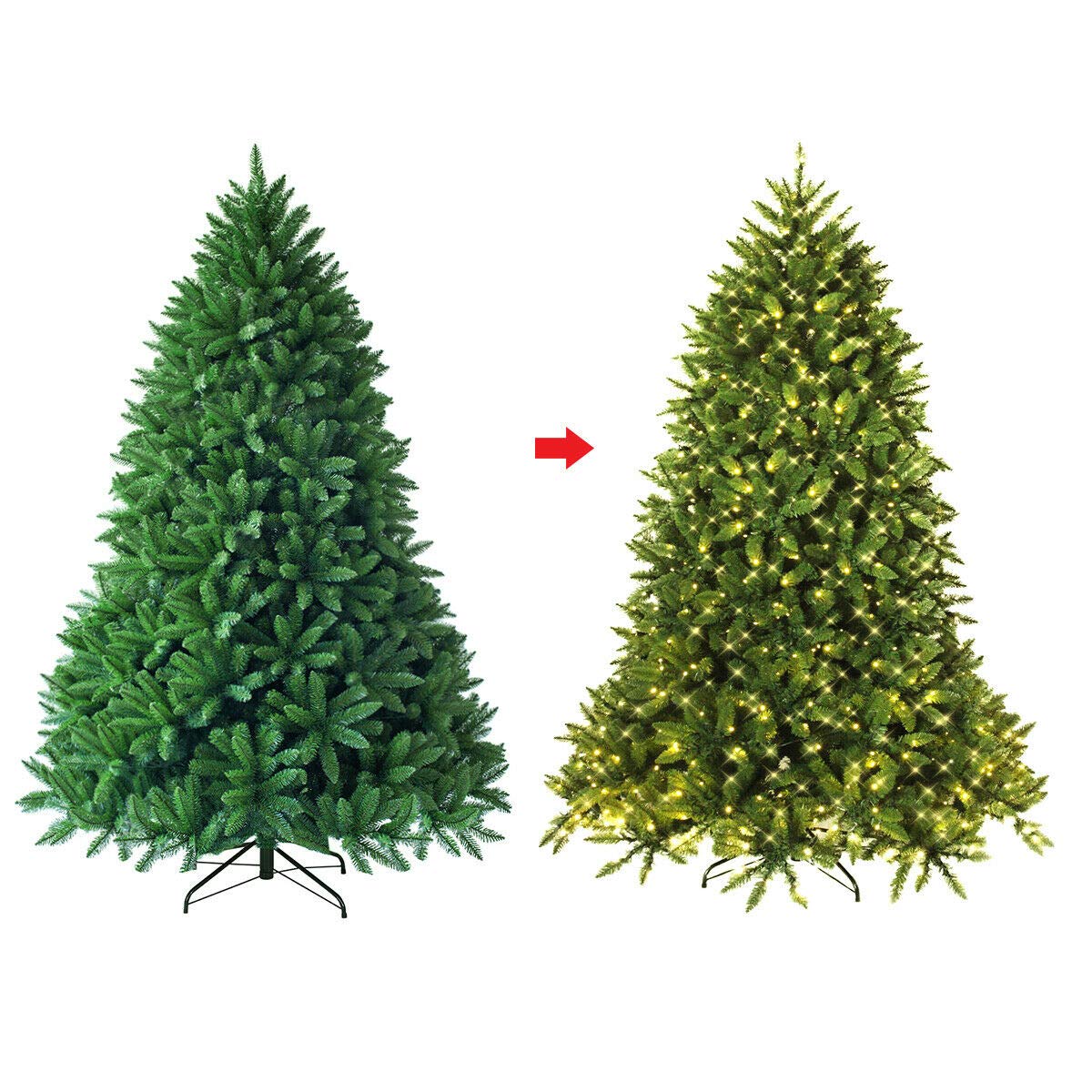 5ft Prelit Christmas Tree, Premium Hinged Artificial Fir Tree - LucktreeUS