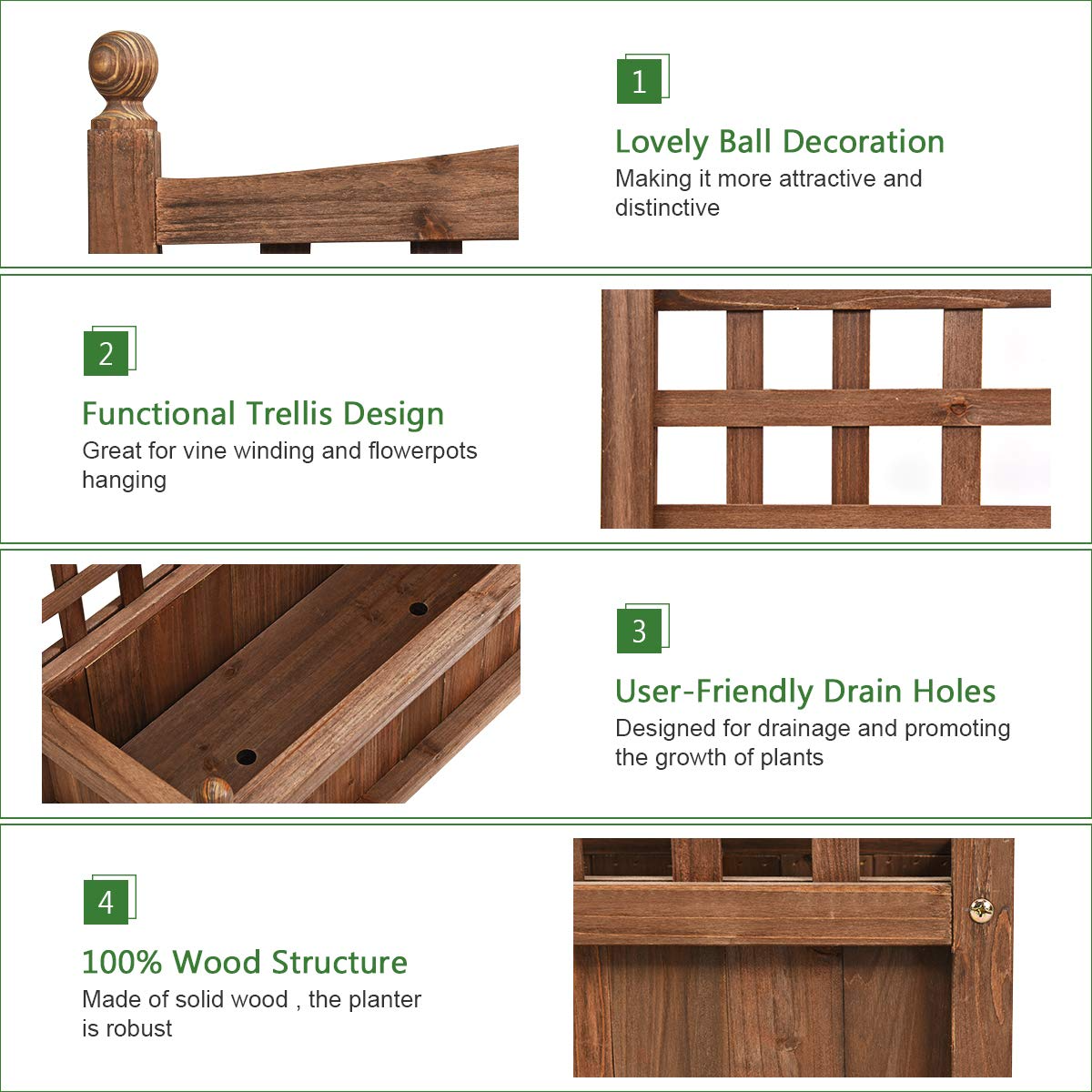 Wood Free Standing Plant Raised Bed
