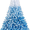 Lucktree Snow Flocked Christmas Tree with Lush Branch Tips & Foldable Metal Stan ( Blue Gradient & White )