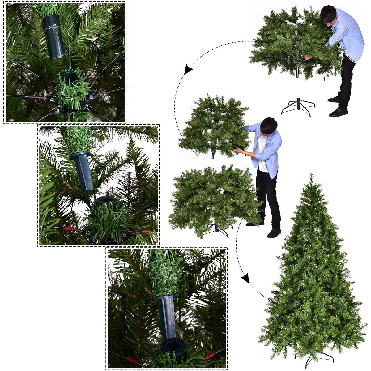 Lucktree Pre-Lit Christmas Tree Artificial PVC with 700 LED Lights and Solid Metal Legs (7ft) - LucktreeUS
