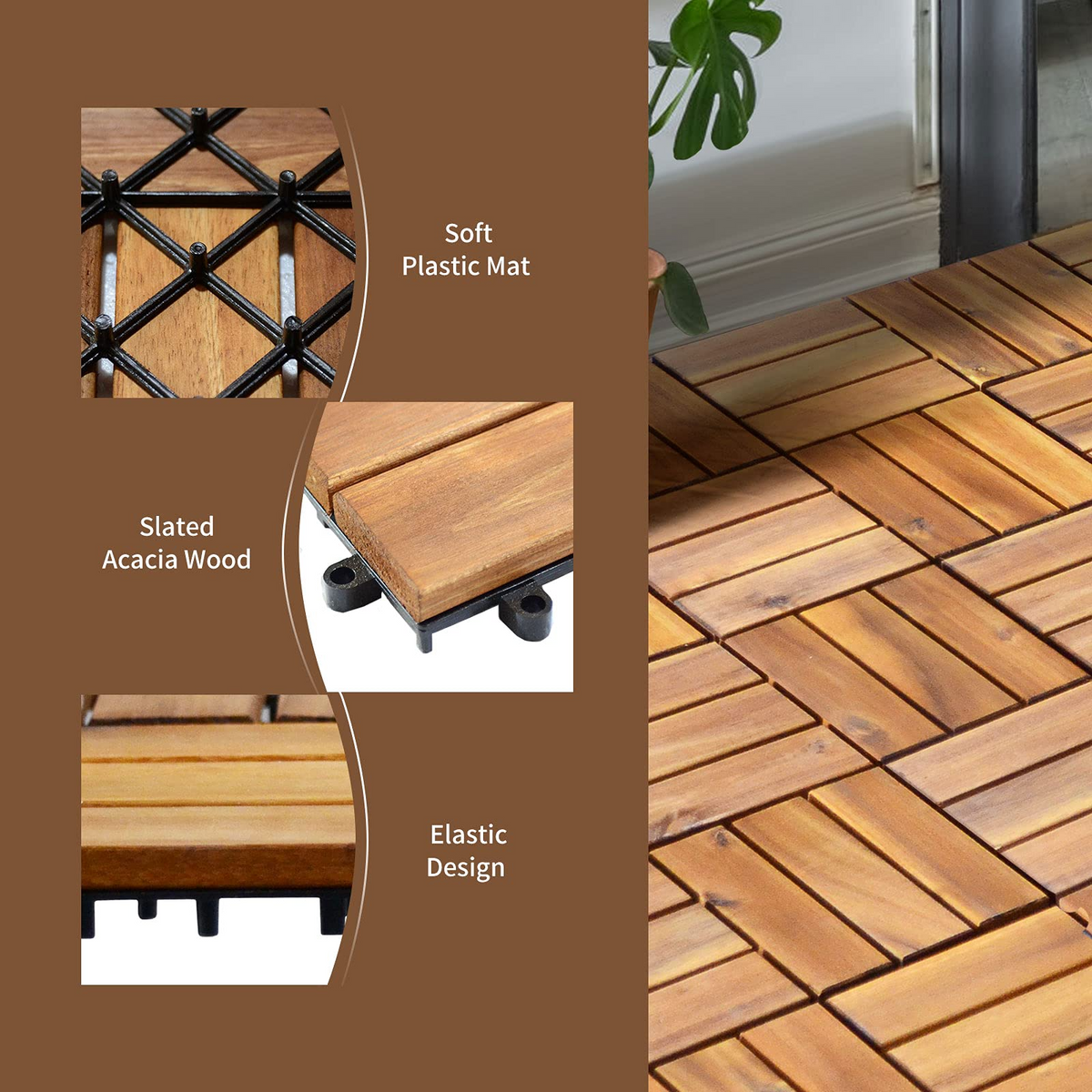 27 PCS Interlocking Patio Deck Tiles - Lucktree