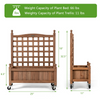 Wood Planter with Lattice Trellis and Wheels, 25'' x 11'' x 32.5'' (L x W x H)