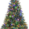 Lucktree Pre-Lit Artificial Christmas Tree, Hinged Xmas Tree with Warm-White & Multi-Color LED Lights