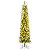 7FT Pre-lit Pencil Christmas Tree, Slim Artificial Xmas Tree with 150 Warm White LED Lights