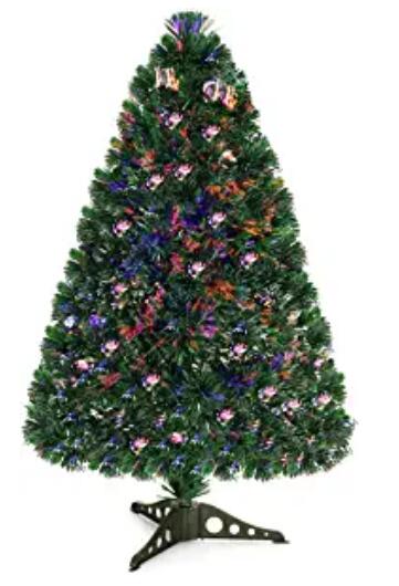 35" Pre-lit Christmas Tree, Artificial Xmas Tree with Multicolored Lights