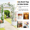 Wooden Garden Arbor with Planter Boxes, White Trellis Archway for Climbing Plants & Decorations