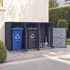 3-Bin Metal Trash Can Storage Shed, 238 x 79 CM Outdoor Garbage Shed with Flip-Up Lids & Lockable Doors