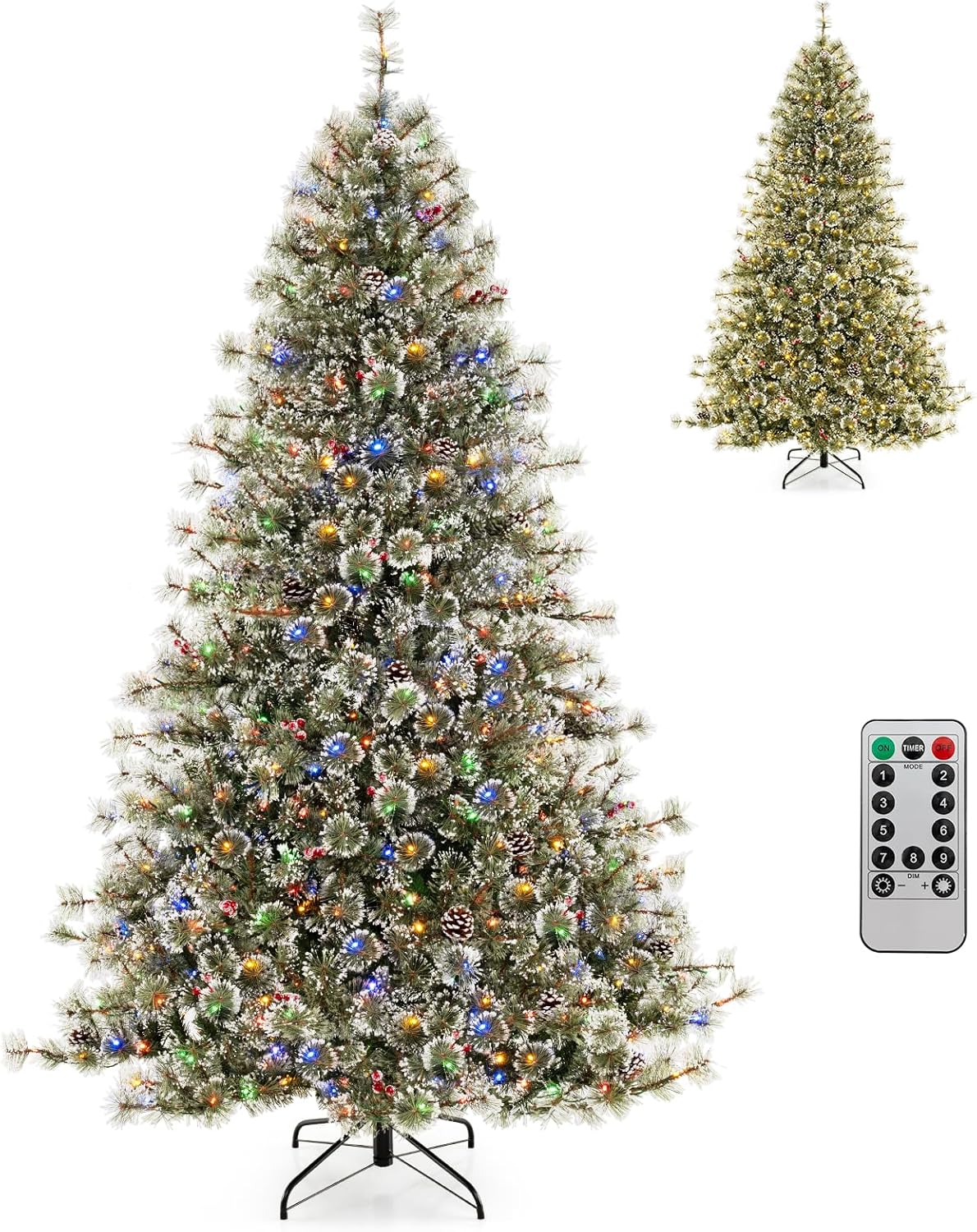 Lucktree 6ft / 7.5ft / 9ft Pre-Lit Artificial Christmas Tree with 360° Quick Power Connector