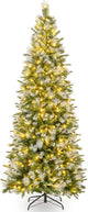 Lucktree 6ft / 7.5ft / 9ft Pre-Lit Pencil Christmas Tree with Flocked Frosted Tips & LED Lights