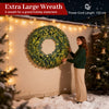 60” Large Pre-lit Christmas Wreath, Artificial Christmas Wreath with 680 Snowy Branch Tips