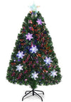 4FT Pre-Lit Optical Fiber Christmas Artificial Tree with Multicolor LED Lights and Snowflakes