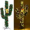 Pre-Lit Artificial Cactus Christmas Tree with LED Lights and Ball Ornaments -  Lucktree