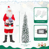 Lucktree Pre-Lit Flocked Pencil Christmas Tree Artificial Slim Xmas Tree