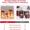 Lighted Gift Boxes Christmas Decoration, Set of 3 White Present Ornament Boxes with 60 LED Lights - LucktreeUS