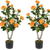 Lucktree 36’’ Artificial Camellia Tree Faux Floral Plant Blooming Tree in Nursery Pot