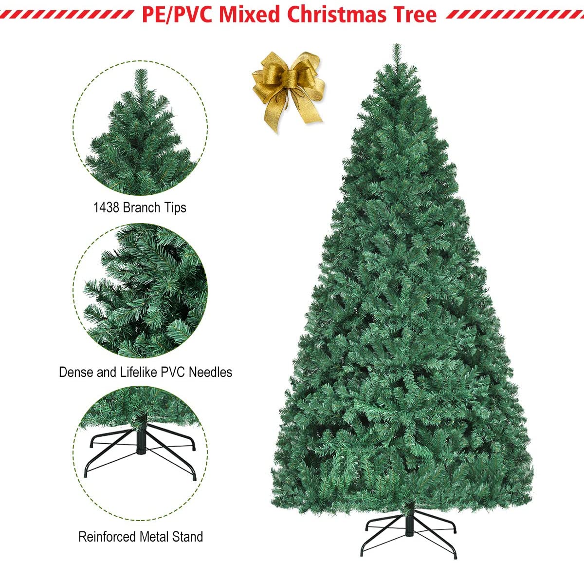 Pre-Lit PVC Artificial Christmas Tree Auto-Spread/Close up Premium Spruce Hinged