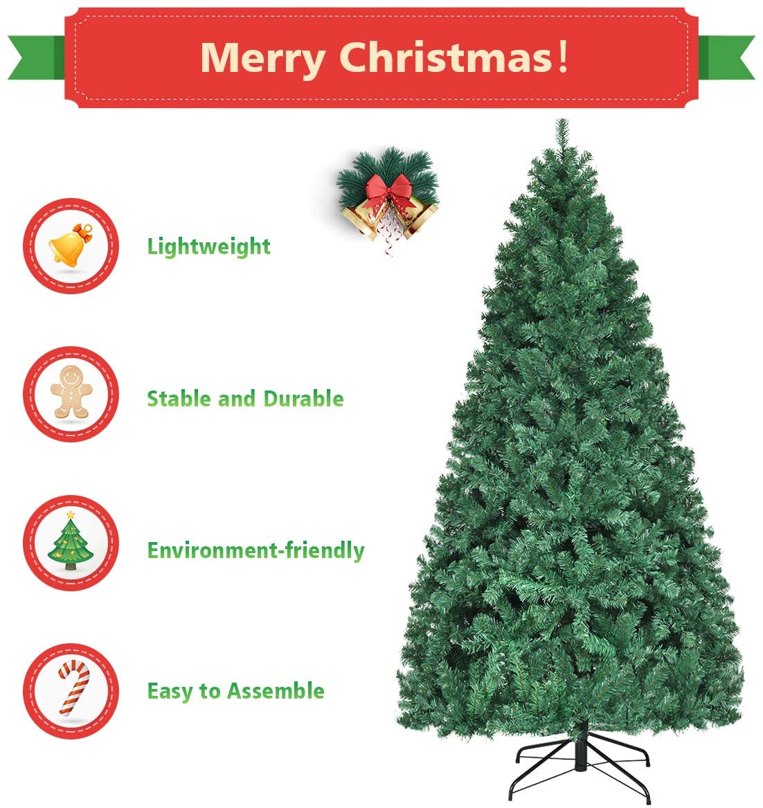 Pre-Lit PVC Artificial Christmas Tree Auto-Spread/Close up Premium Spruce Hinged