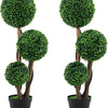 Lucktree 3ft Artificial Boxwood Topiary Ball Tree, Faux Potted Plants with Solid Wood Trunks
