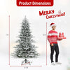 Lucktree 6/7/8 ft Pre-Lit Snow Flocked Christmas Tree, Artificial Hinged Xmas Tree with 661/1119/1447 PVC & PE Tips