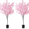 Lucktree 6.5FT Artificial Cherry Blossom Tree, Pink Fake Flower Tree, Faux Floral Plant Blooming Tree in Cement Pot
