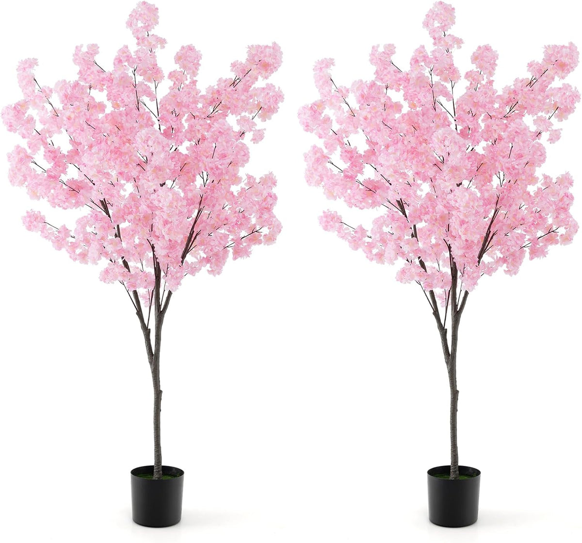 Lucktree 6.5FT Artificial Cherry Blossom Tree, Pink Fake Flower Tree, Faux Floral Plant Blooming Tree in Cement Pot