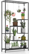 Lucktree 71" Tall Plant Stand Indoor, 6-Tier Metal Plant Shelf with 10 Hanging Hooks