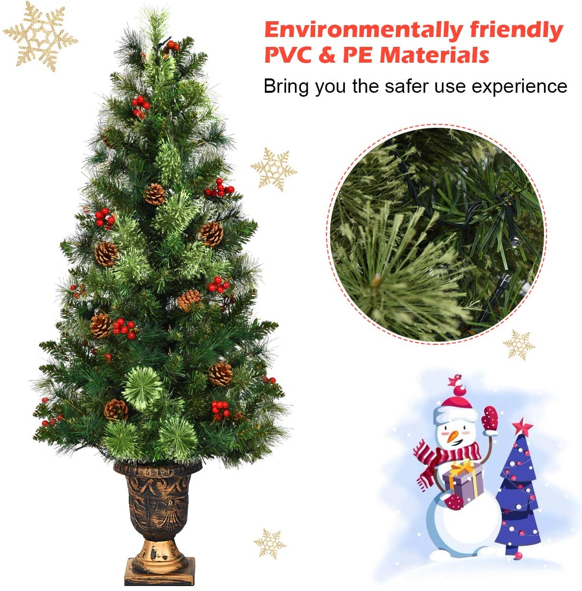 4 FT Christmas Tree Pre-Lit Tabletop Artificial Entrance Tree with 60 Led Lights - LucktreeUS
