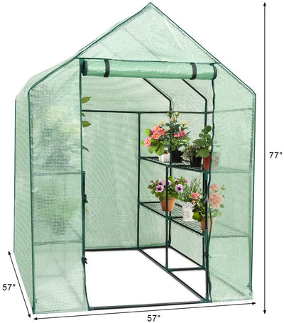 Outdoor Portable Greenhouse Mini Walk in 3 Tiers 8 Shelves Stands