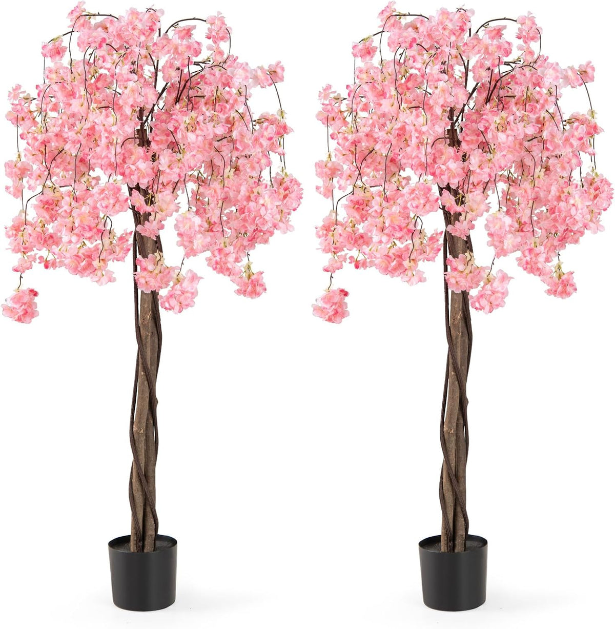 Lucktree 5.5FT Artificial Cherry Blossom Tree Faux Floral Plant Blooming Tree in Nursery Pot