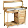 Potting Bench Table for Outside Natural Wood Garden Plant Lawn Patio Table
