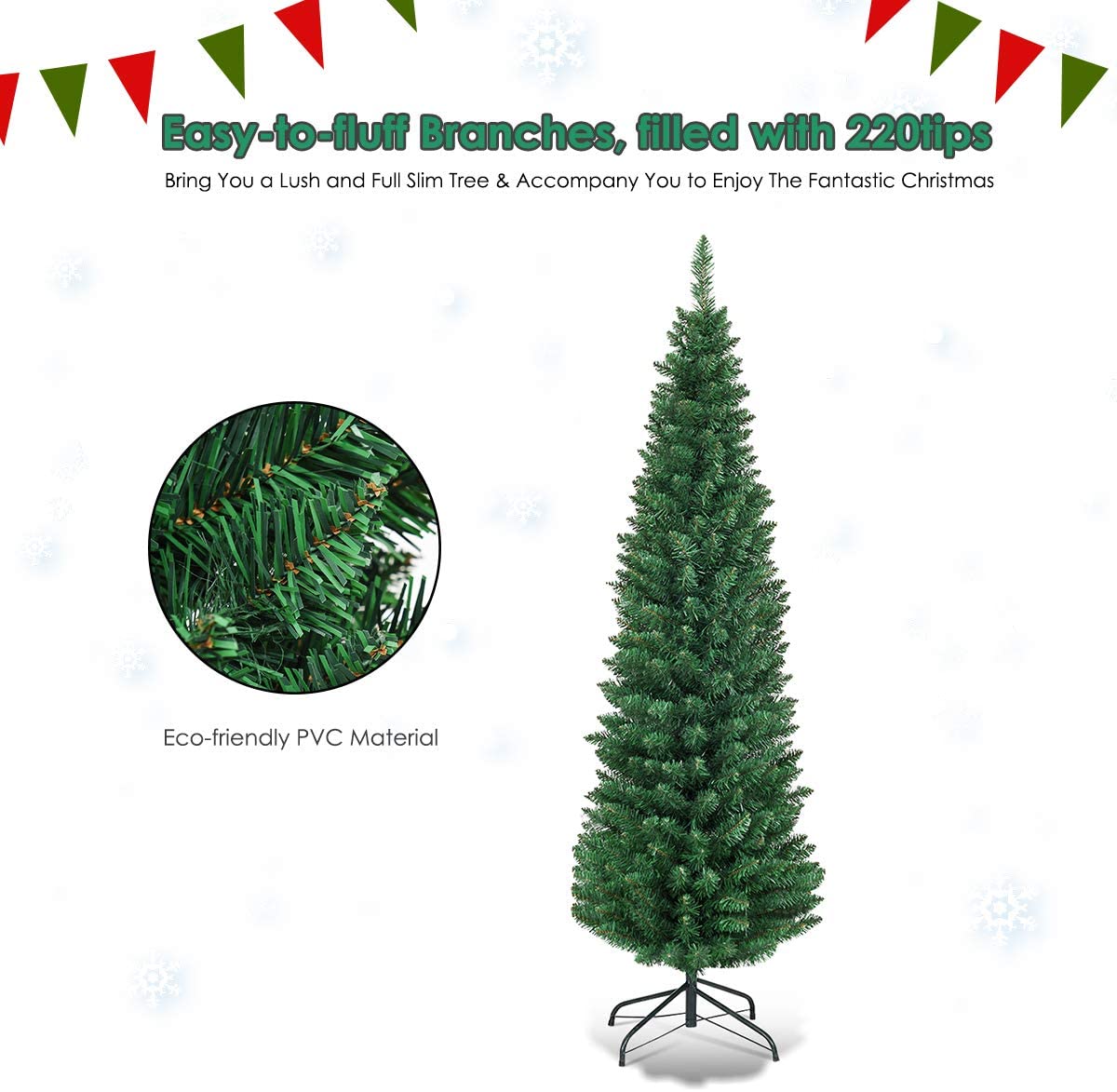 Pencil Christmas Tree, Artificial Slim Skinny Tree - LucktreeUS