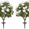 Lucktree 31.5” 2 Pack Artificial Rose Flower Trees with Spikes & 18 White Flowers
