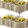 Lucktree Wooden Raised Garden Bed Natural Acacia Wood Rectangular Planter Box with Liner