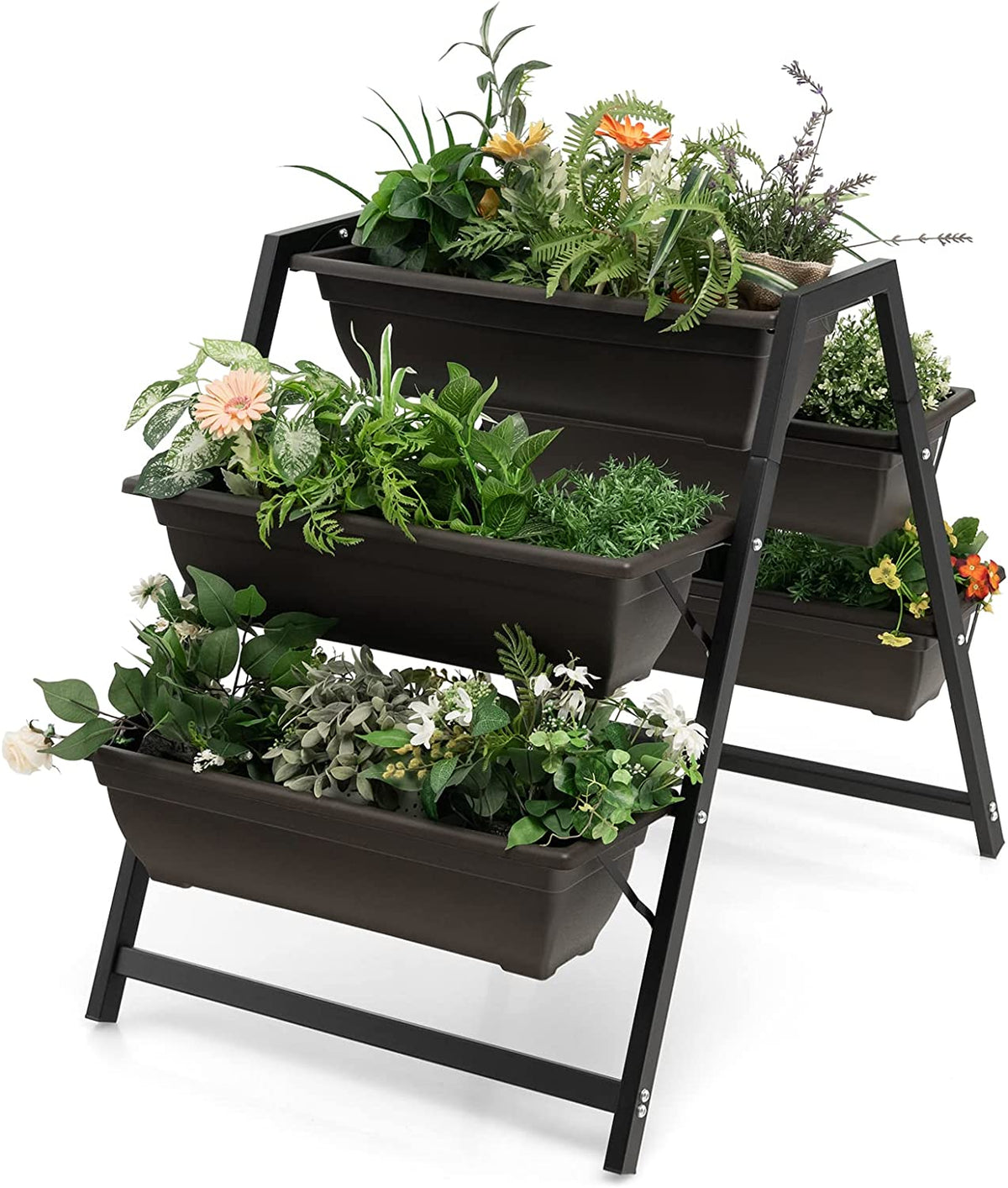 Lucktree Set of 2 Vertical Raised Garden Bed, 5 Planter Boxes Container w/ Drainage Holes